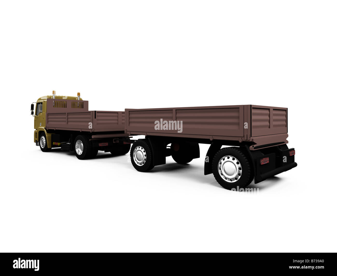 isolated long dump truck on white background Stock Photo - Alamy