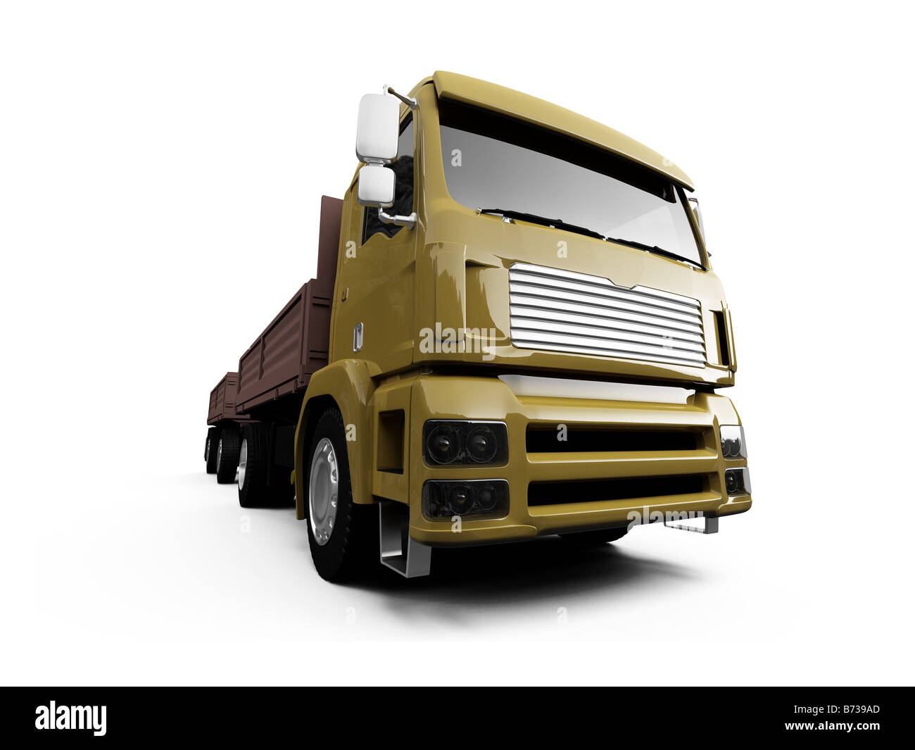 isolated long dump truck on white background Stock Photo - Alamy