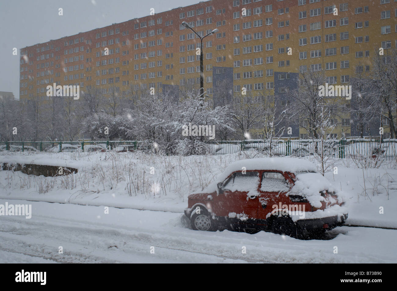 Snowy winter in Lublin Poland Stock Photo