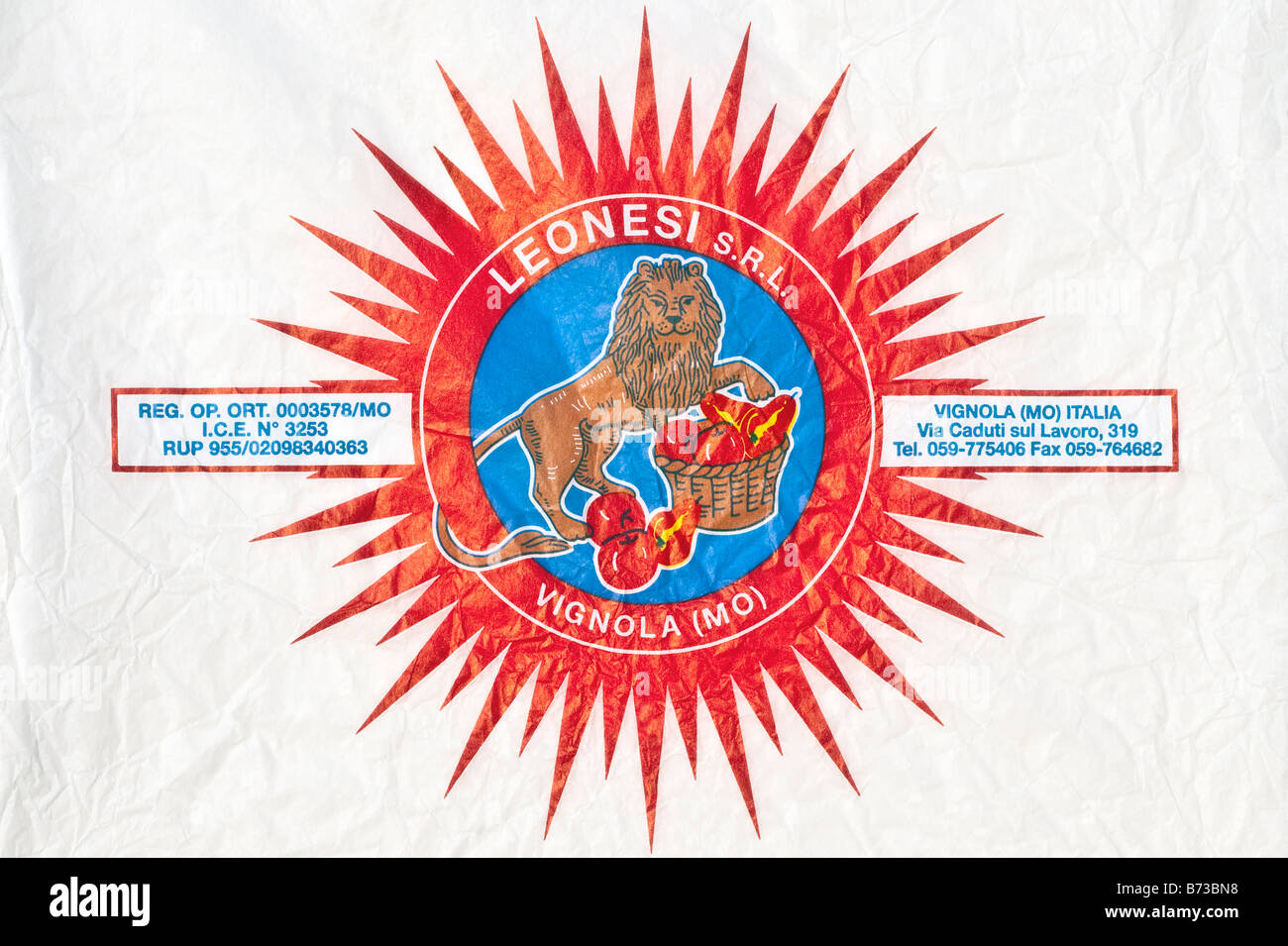 Printed ephemera / Citrus fruit wrapper from Italy Lion and basket of