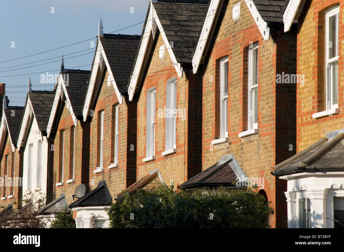 Row of detached houses on a UK street South London Stock Photo