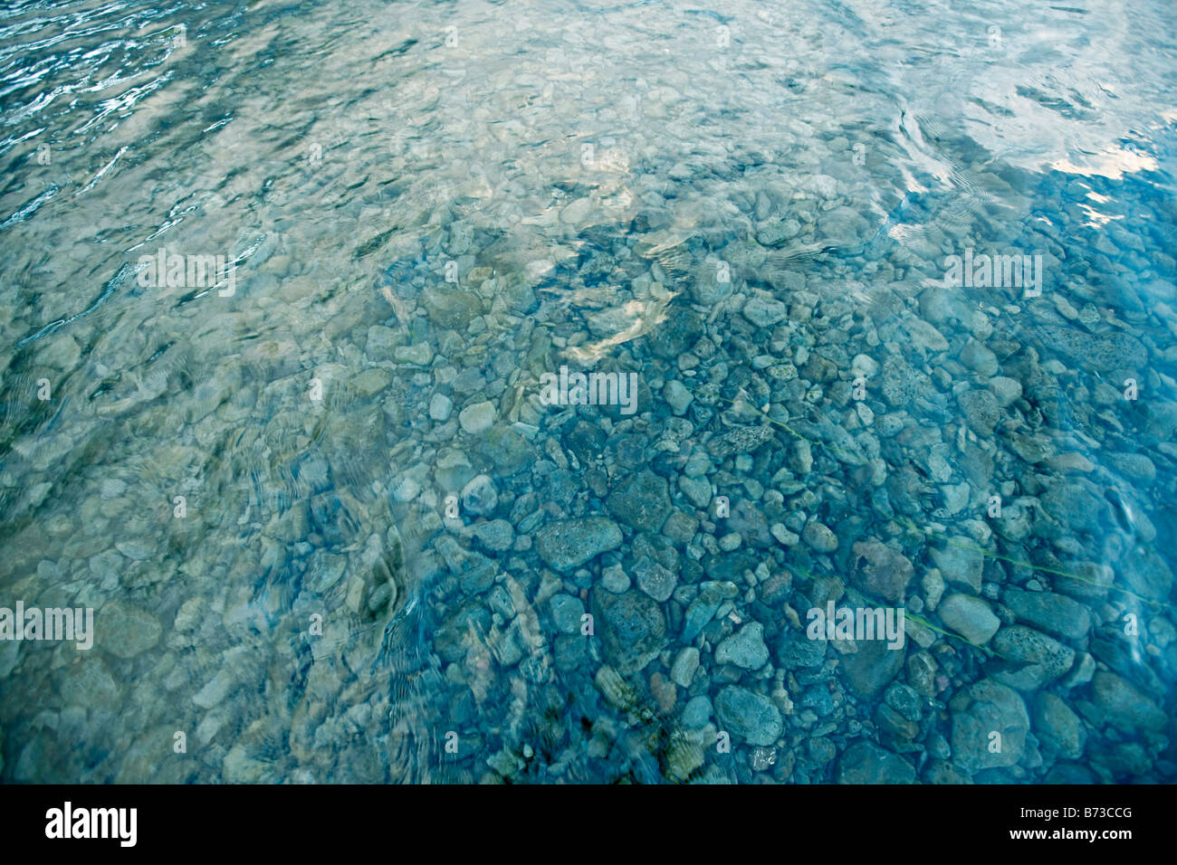 Wideangle shot of a shallow riverbed Stock Photo