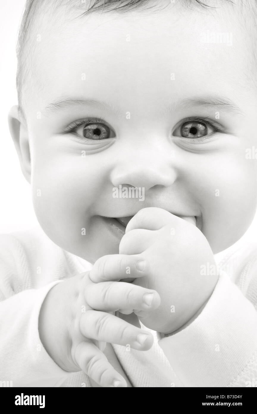monochrome closeup portrait of adorable baby boy Stock Photo - Alamy
