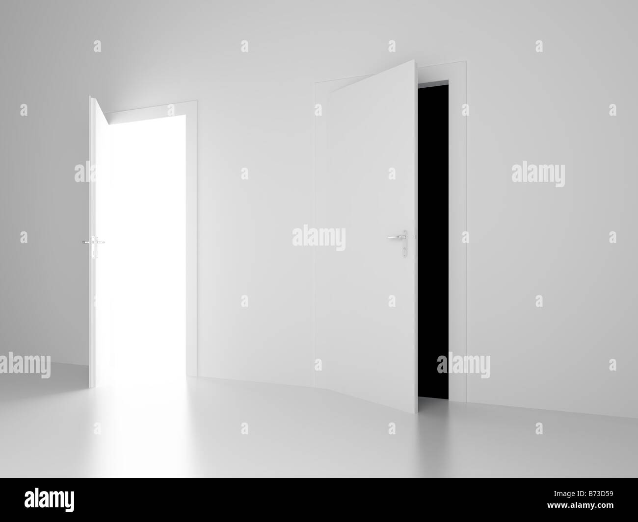 white and black open doors Stock Photo Alamy