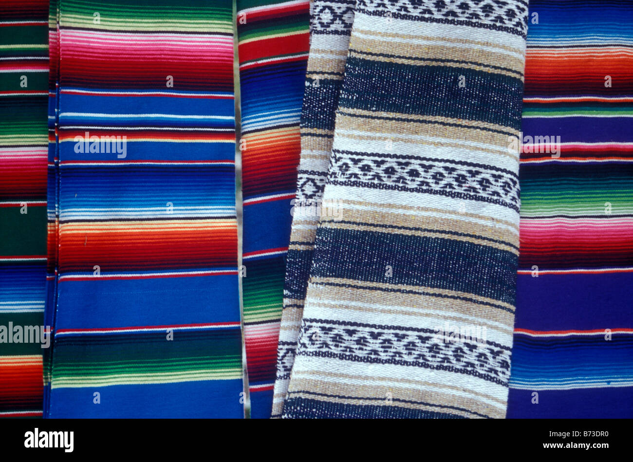 Colourful Mexican blankets or serapes for sale in in Puerto Morelos