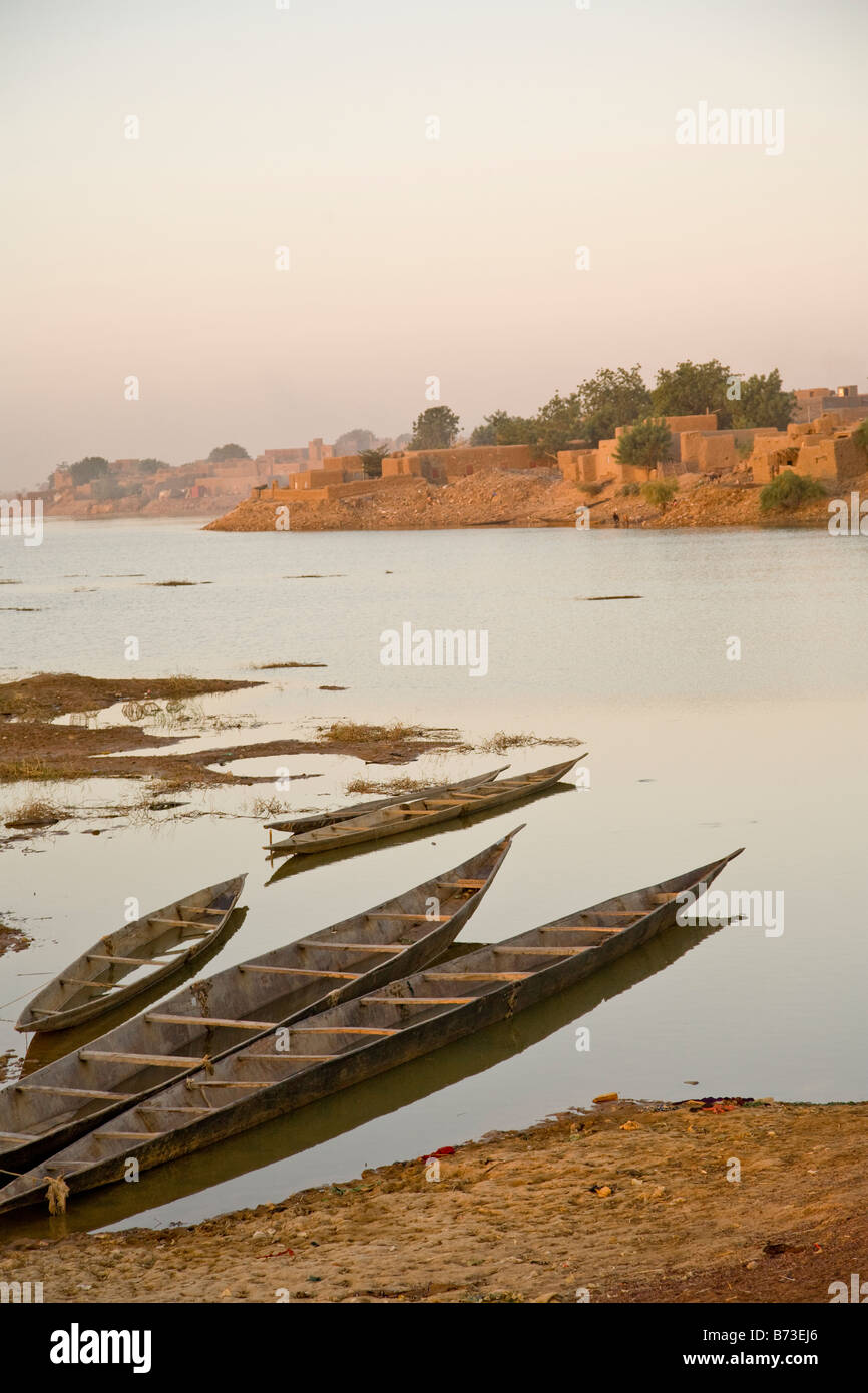 Daybreak on the Bani River at Djenne Stock Photo