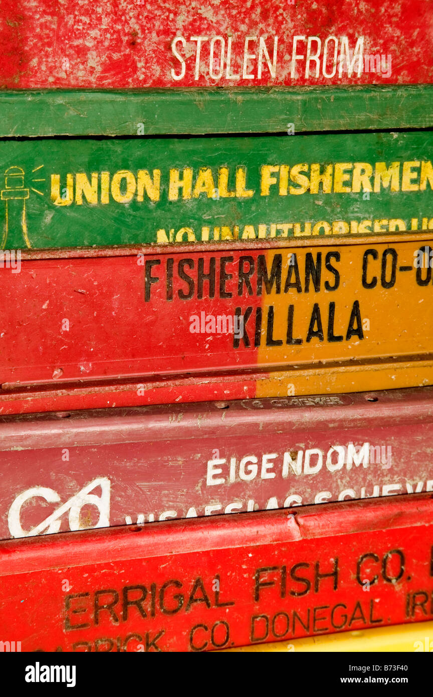 Fishing boxes in Cobh Harbour Co Cork Ireland Stock Photo Alamy