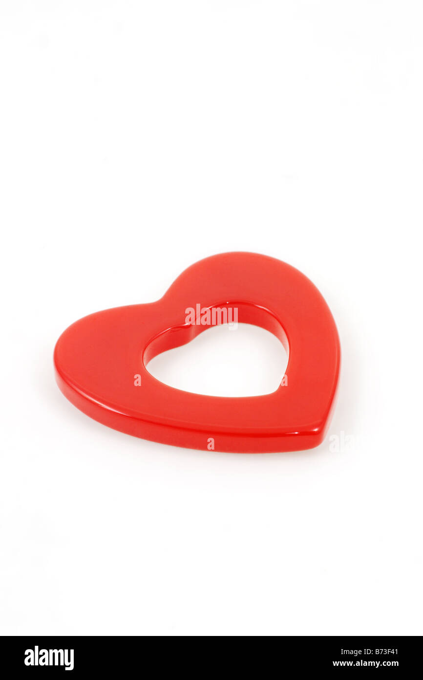 Red heart shape ornament on white background with copy space Stock ...