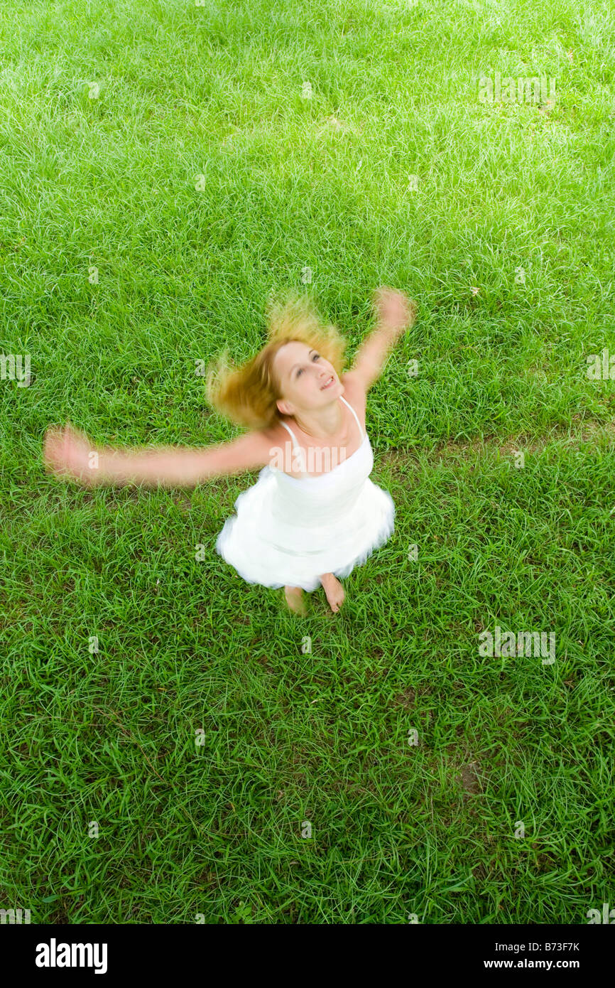 Blond woman throwing head back hires stock photography and images Alamy