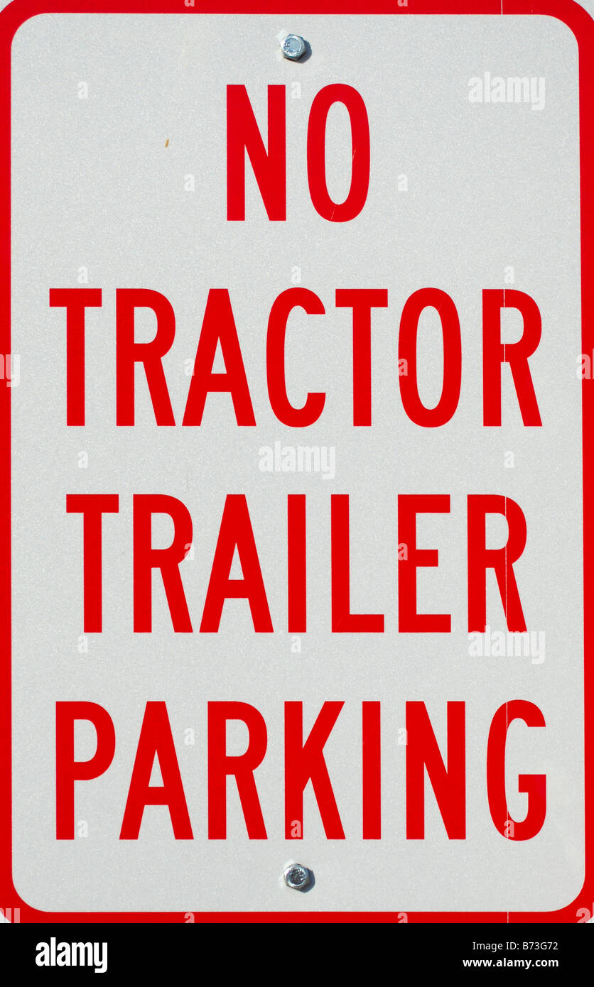 No Tractor Trailer Parking Sign (signage) Stock Photo