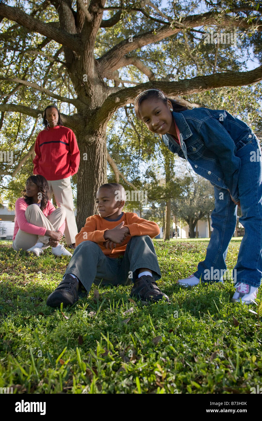 Young African American family outdoors at the park Stock Photo - Alamy