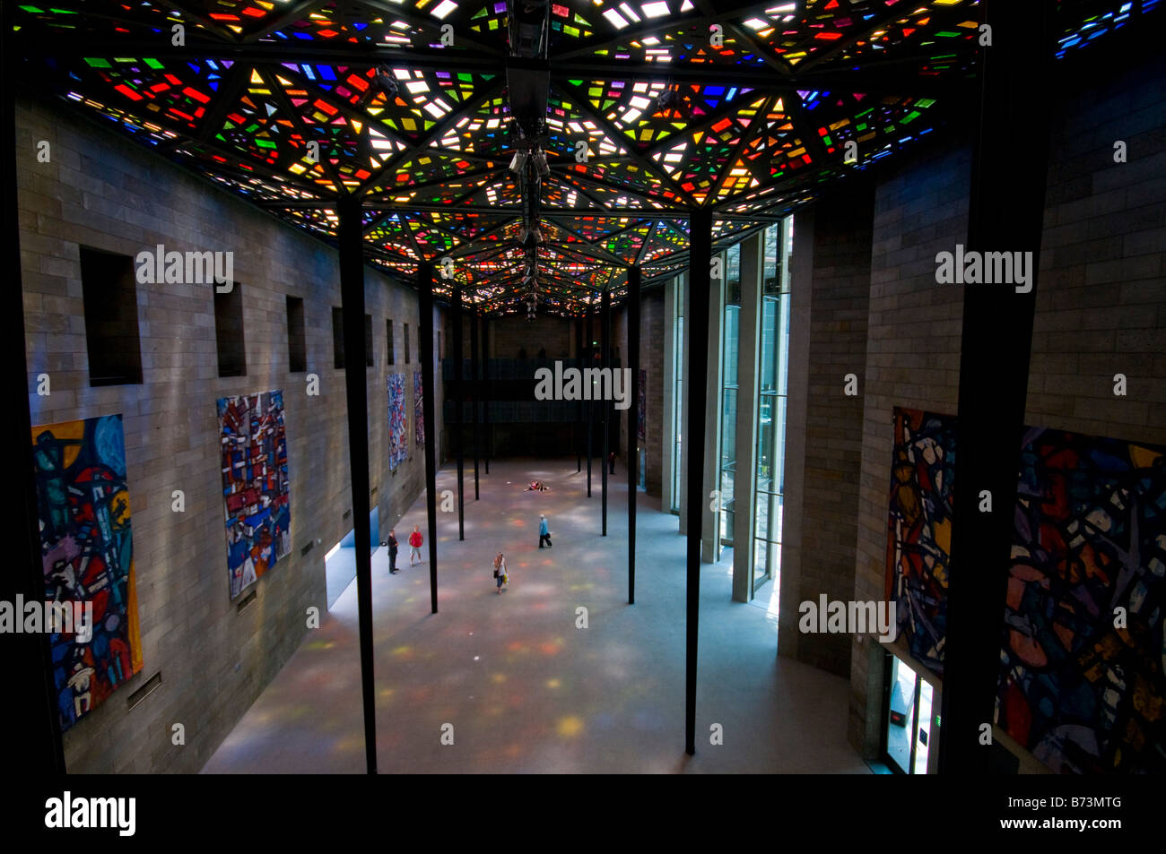 Stained glass cieling by Sir Roy Grounds in the National Gallery of Victoria in Melbourne Stock Photo