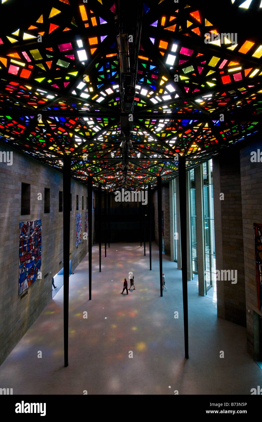 Stained glass ceiling by Sir Roy Grounds in the National Gallery of Victoria in Melbourne Stock Photo