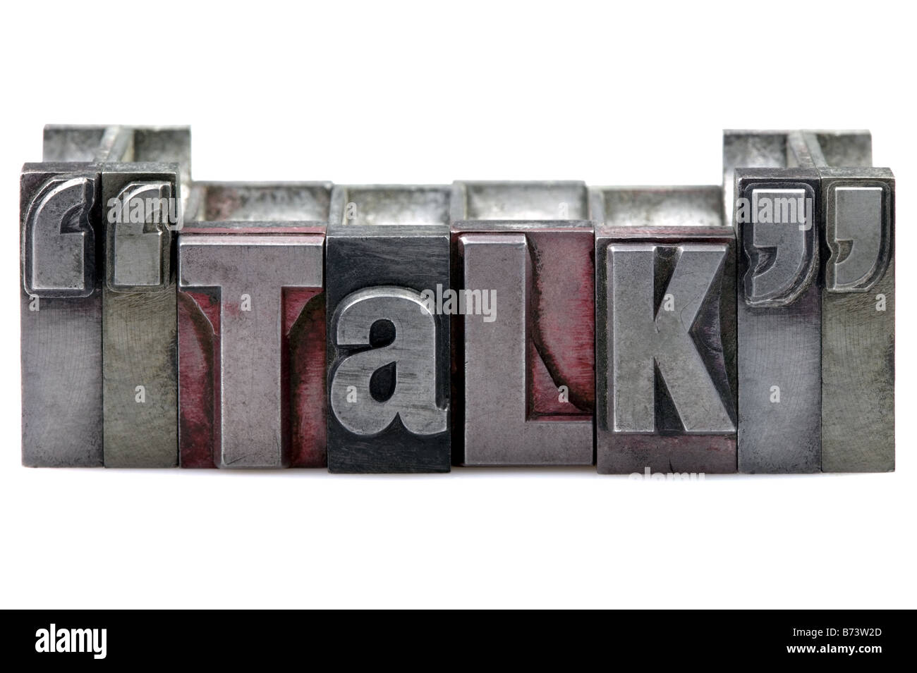 The word Talk in old letterpress printing blocks isolated on a white background Stock Photo