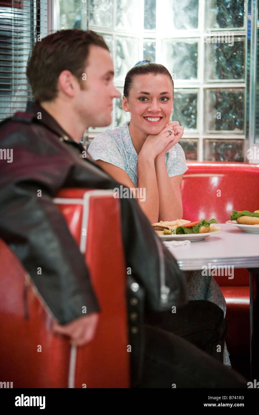 1950's man and woman eating out hi-res stock photography and images - Alamy