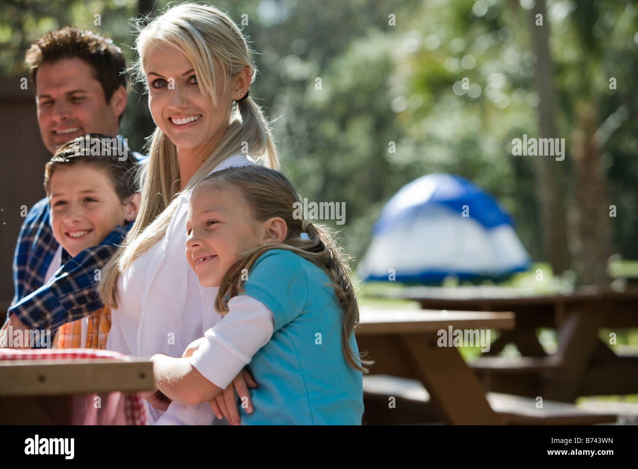 Teen girl sitting picnic table hi-res stock photography and images - Alamy