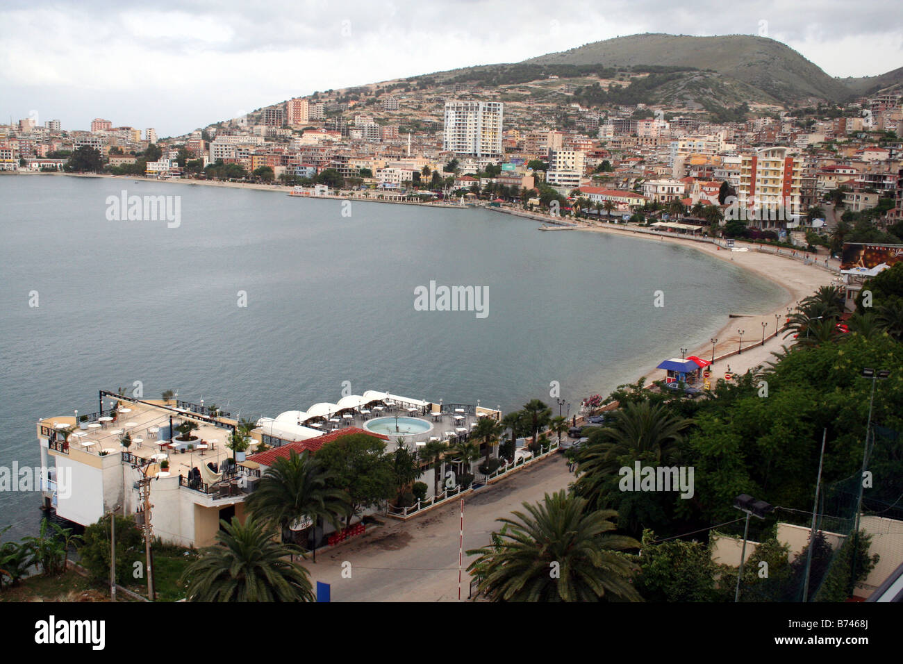 Albanian Beach Resort City of Saranda Stock Photo