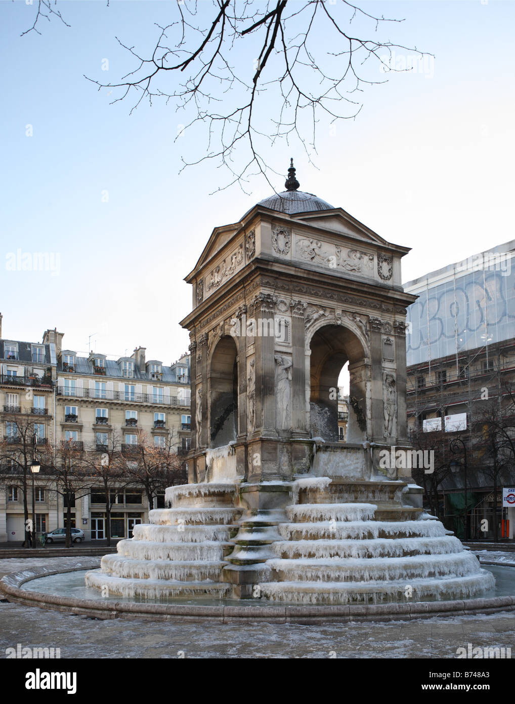 Fountaine Des Innocents, Paris, with frozen water, France, Europe Stock Photo