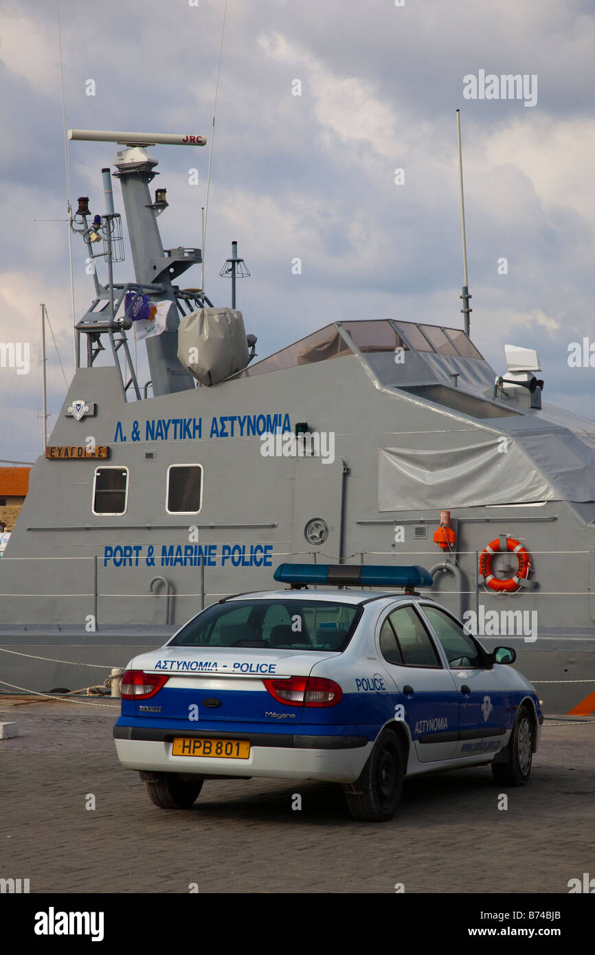 Port & Marine Police car, Kato Paphos, or Pafos, Cyprus Stock Photo