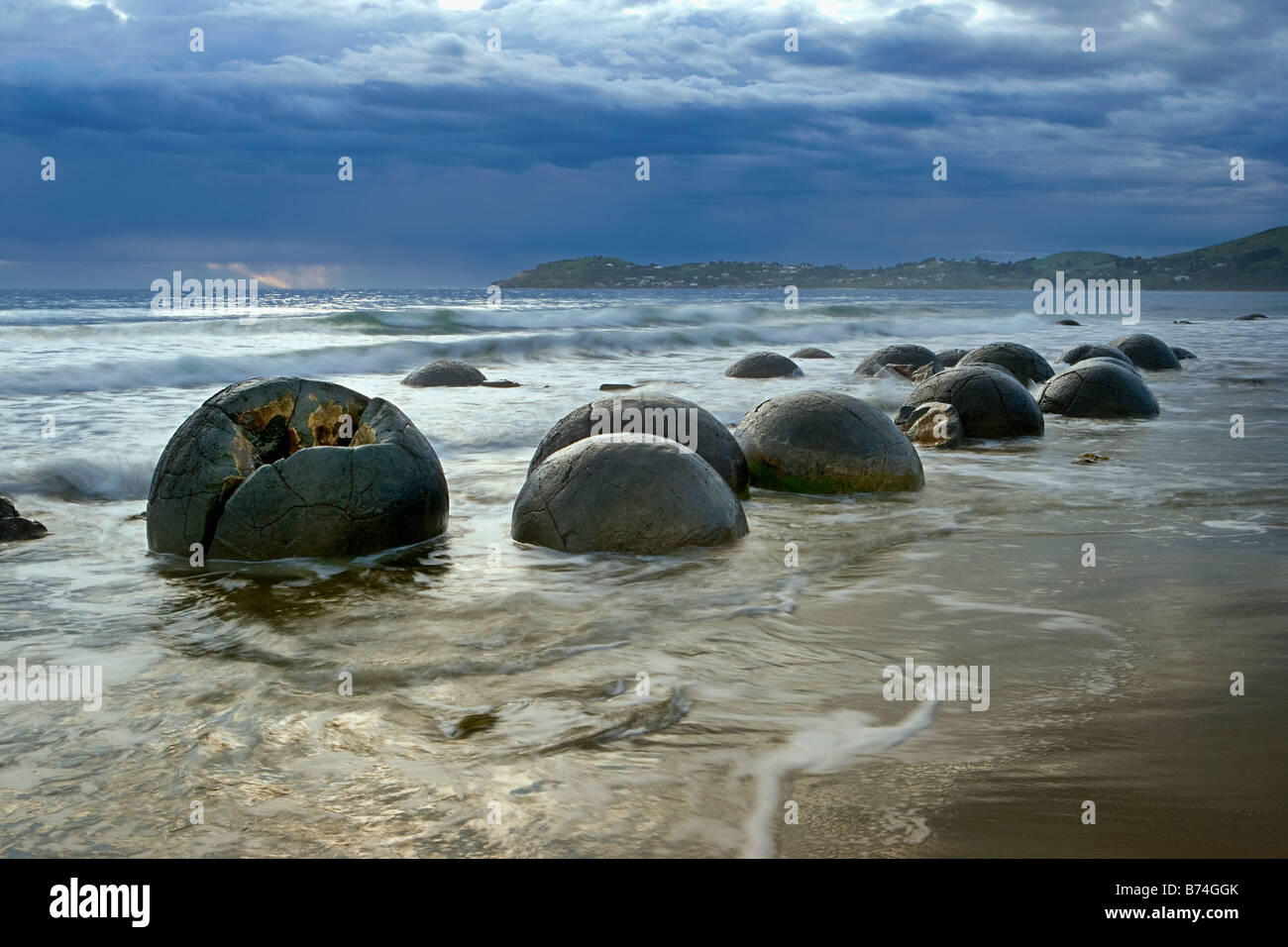 Moeraki Boulders In Central Moeraki Boulders. South Island, New