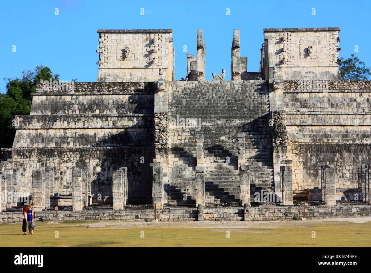 Temple of The Warriors facade in Chichen Itza Yucatan Mexico Stock Photo