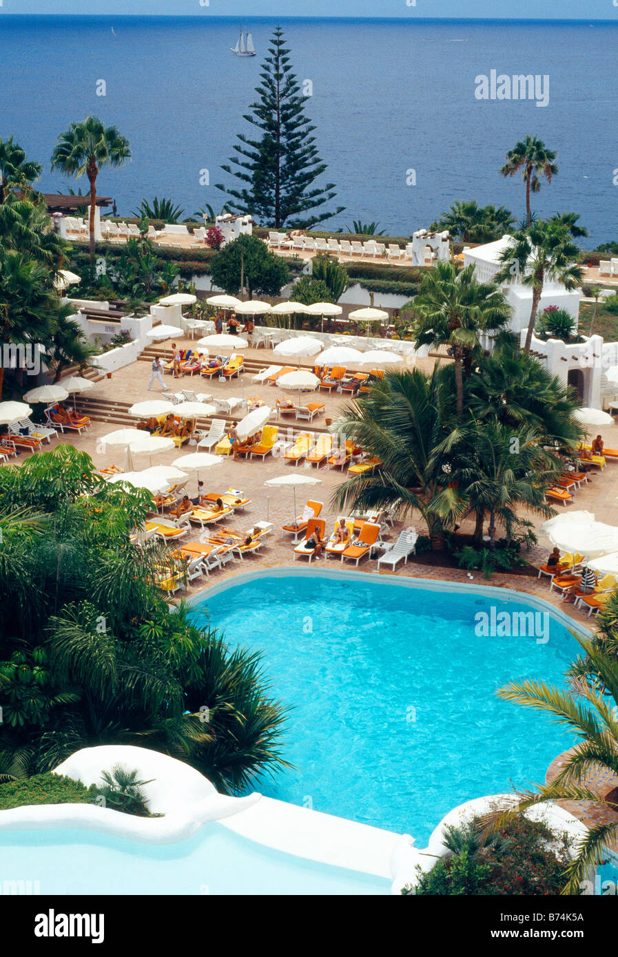 Swimming pool in luxury hotel. Adeje. Tenerife island. Canary Islands. Spain. Stock Photo