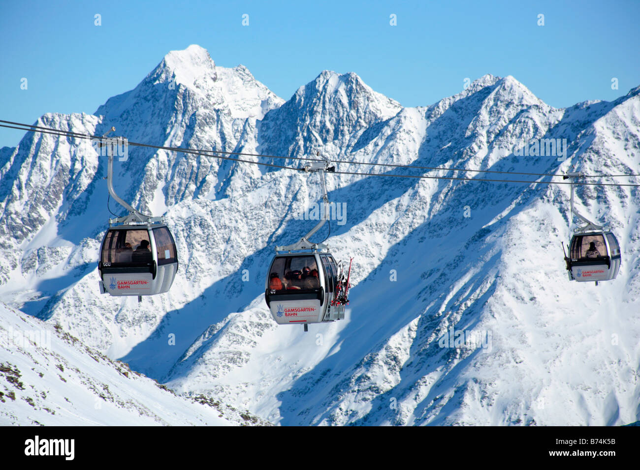 cable car Gamsgarten II at mountain station Gamsgarten at Stubai Glacier in Tyrol, Austria Stock Photo