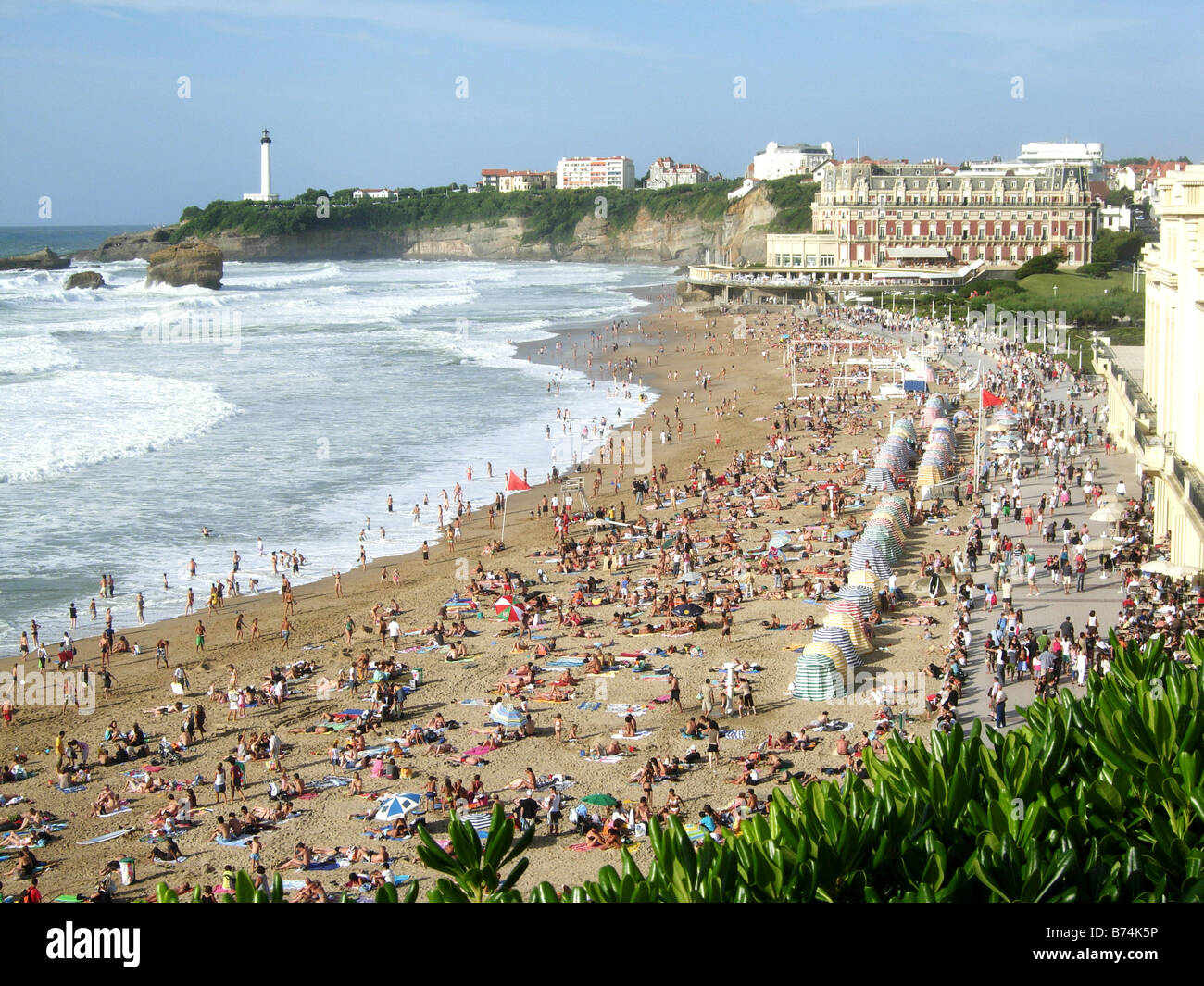 Biarritz Beach at the height of the summer holidays in august Stock Photo