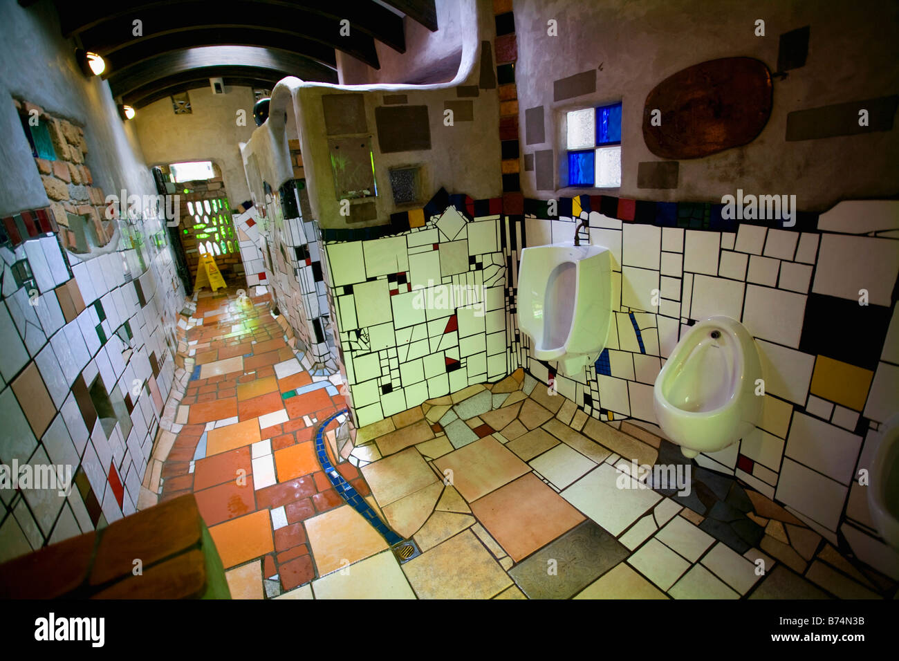 New Zealand, North Island, Kawakawa, The Kawakawa toilets, a design of