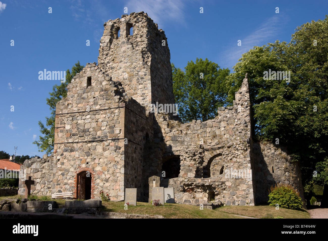 Saint Olof's Church ruins (S:t Olofs Kyrkoruin), Sigtuna, Sweden Stock Photo