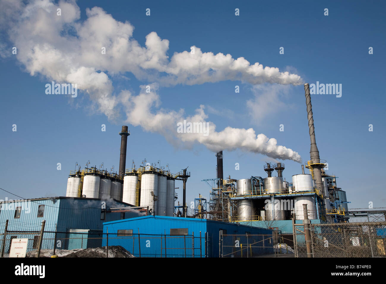 Industrial area with smokestacks Stock Photo