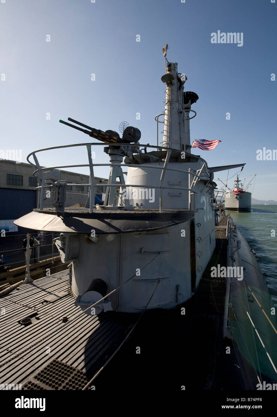 Deck machine gun aboard USS Pampanito Stock Photo