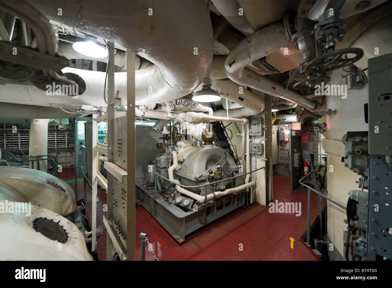 Engine room on the USS Yorktown aircraft carrier, Patriots Point Naval Museum, Charleston Harbor, South Carolina Stock Photo