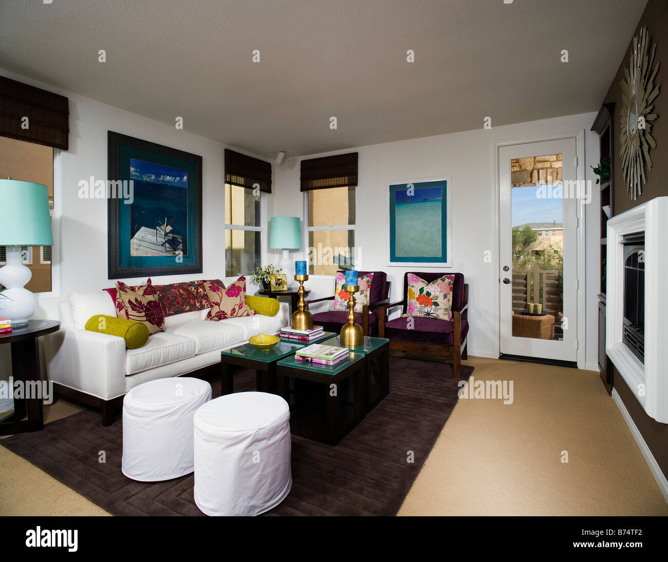 Cozy Colorful Contemporary Living Room Stock Photo Alamy