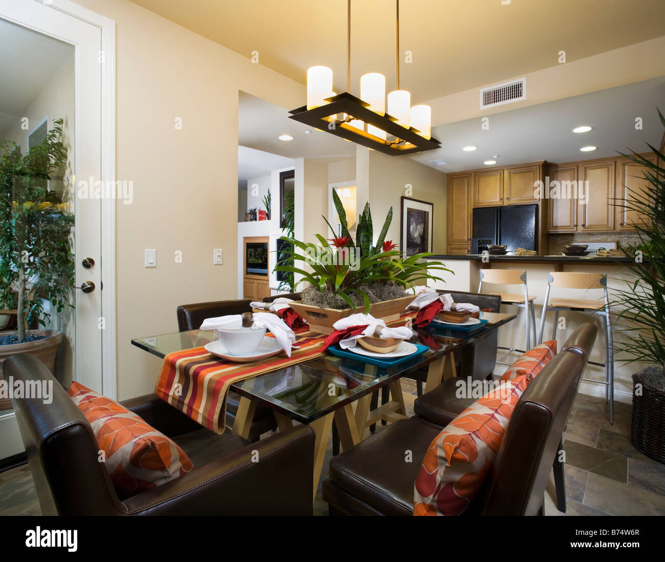 Brightly Colored Dining Room Stock Photo Alamy