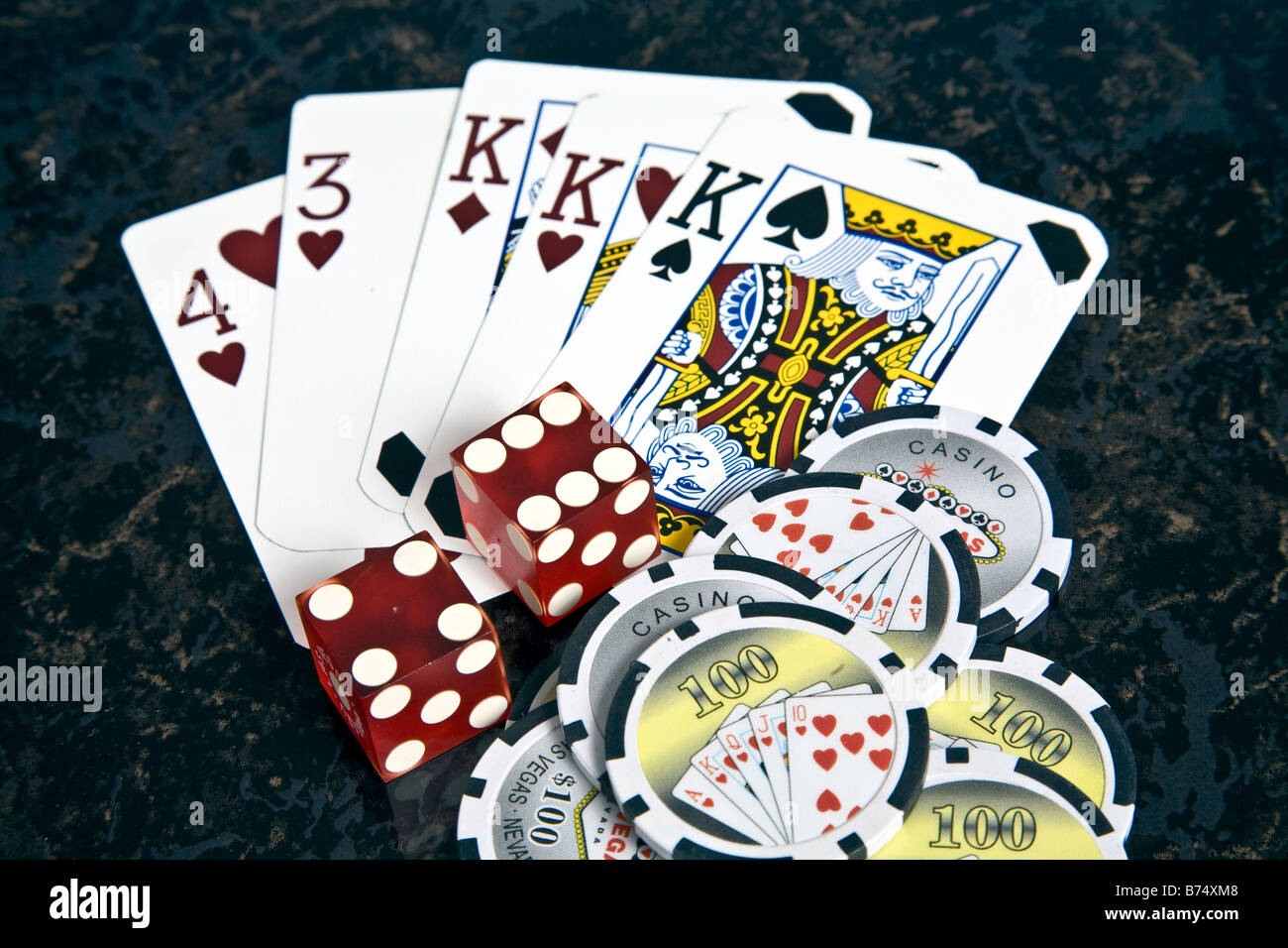 Casino and poker, poker cards, casino chips, gambling, Las Vegas