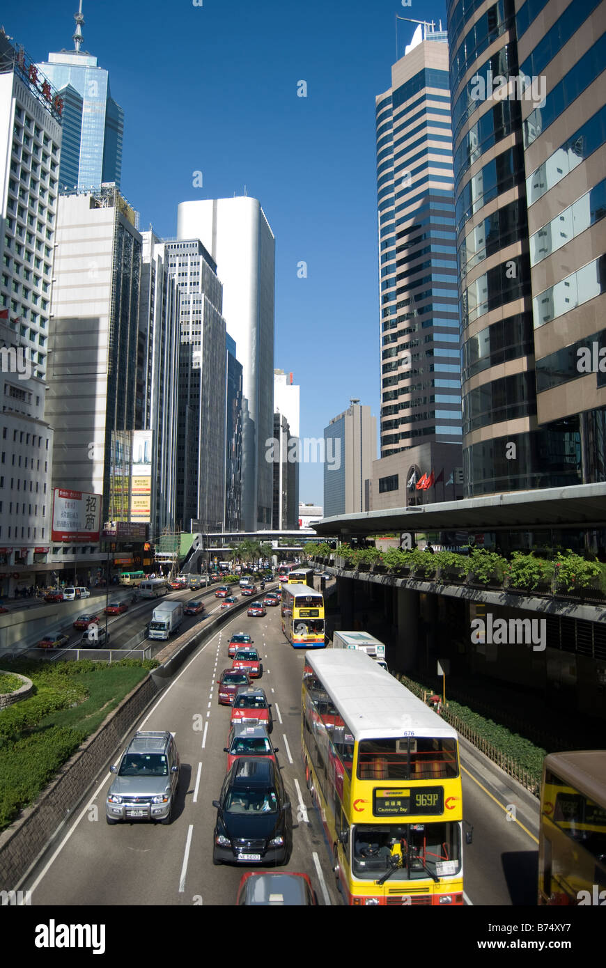 Traffic and high-rise buildings, Connaught Road Central, Sheung Wan