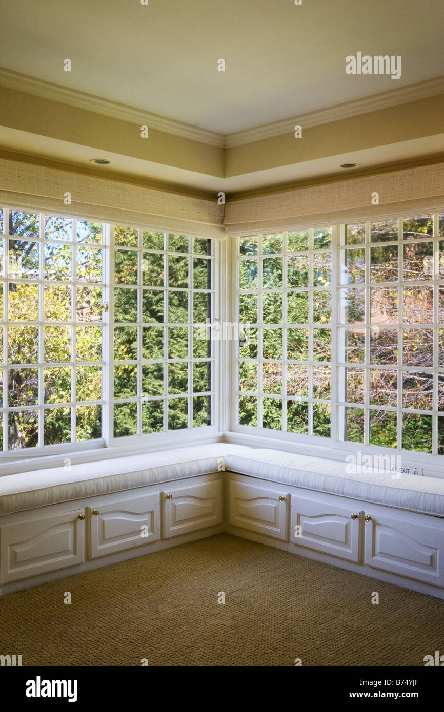 Corner window with benches and Stock Photo Alamy