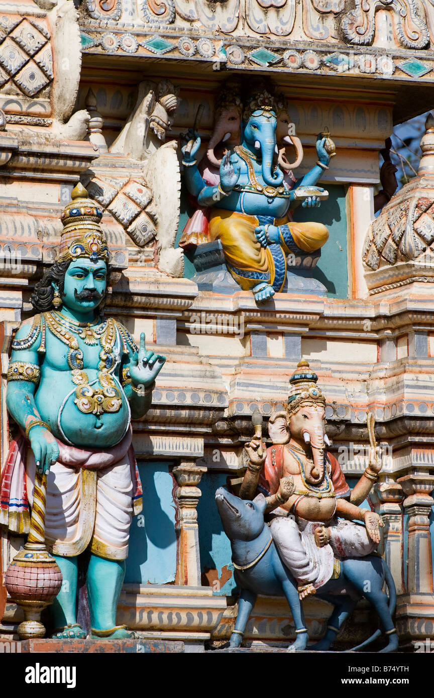 Hindu Deities on the Ganapathi temple. Basavangudi, Bangalore, India Stock Photo