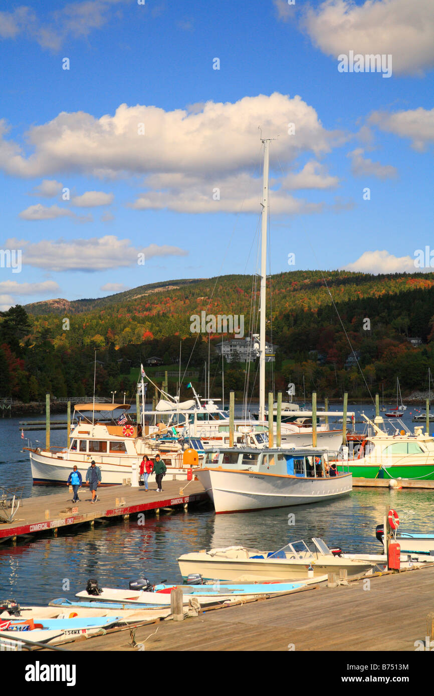 Tour Boat in Northeast Harbor, Mount Desert Island, Maine, USA Stock