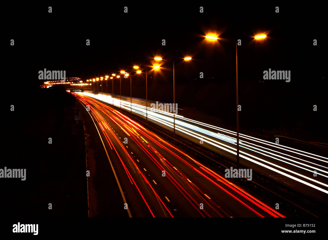 M5 Motorway by Night Stock Photo