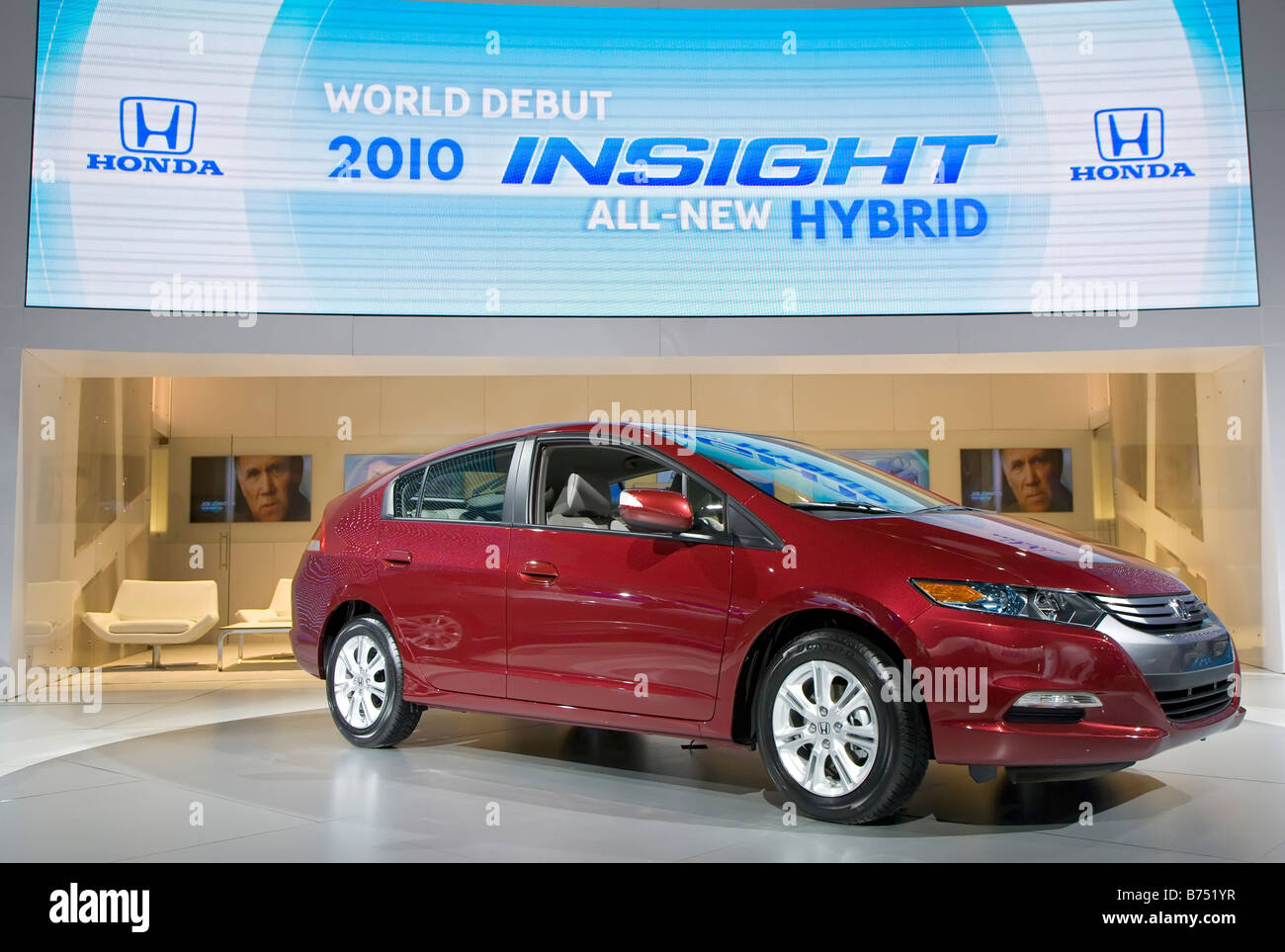 Detroit Michigan The Honda Insight hybrid car on display at the North American International Auto Show Stock Photo