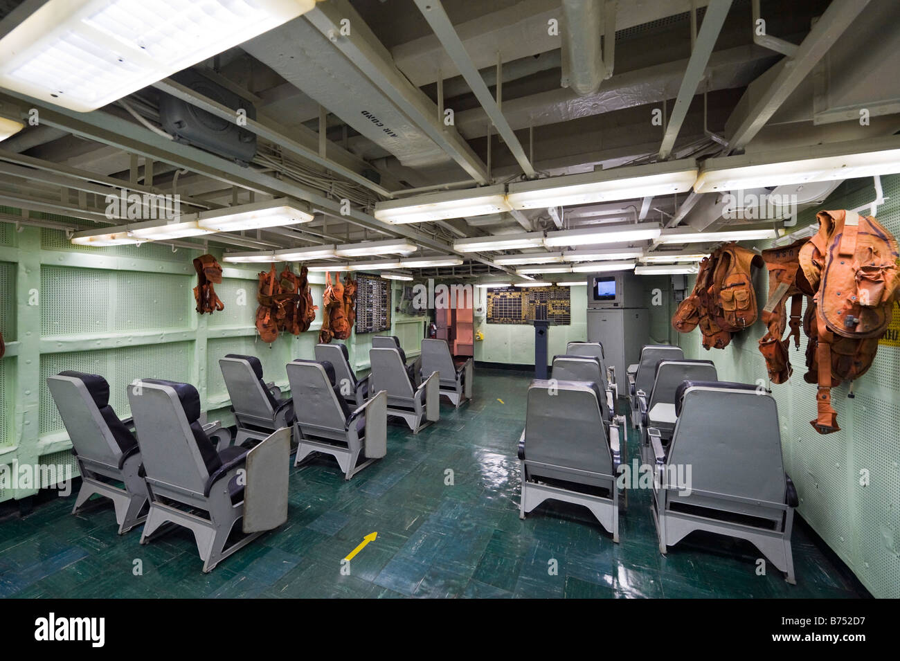 Flight briefing room on USS Yorktown aircraft carrier, Patriots Point Naval Museum, Charleston, South Carolina Stock Photo