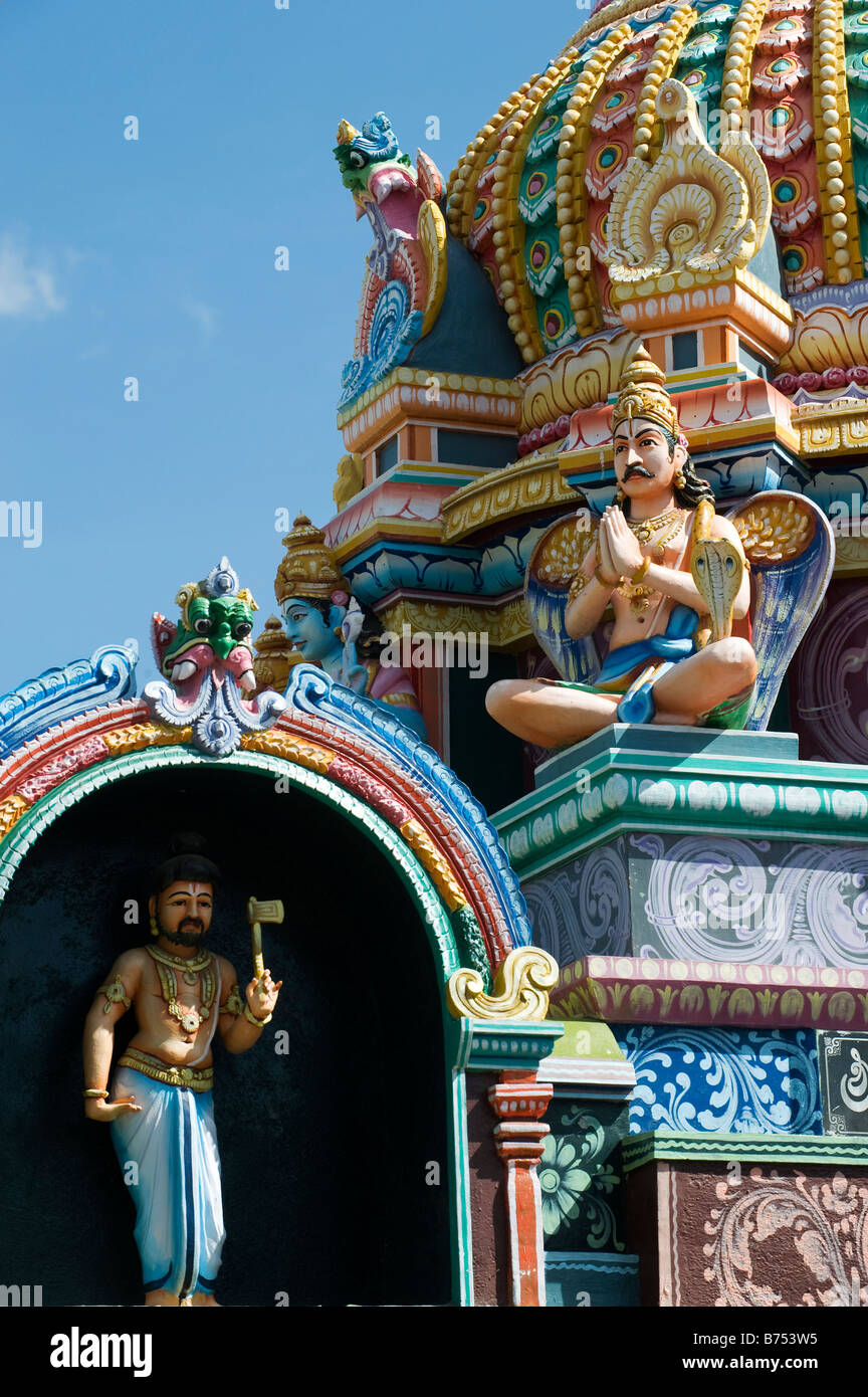 Hindu temple architecture against blue sky. South India Stock Photo