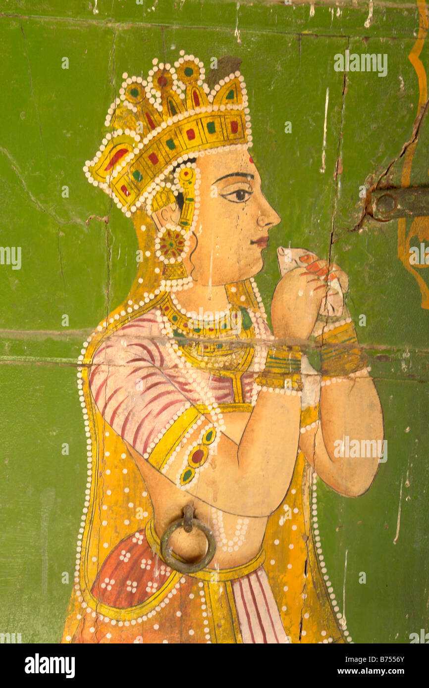 wall mural painting at the bhandasar jain temple bikaner Stock Photo