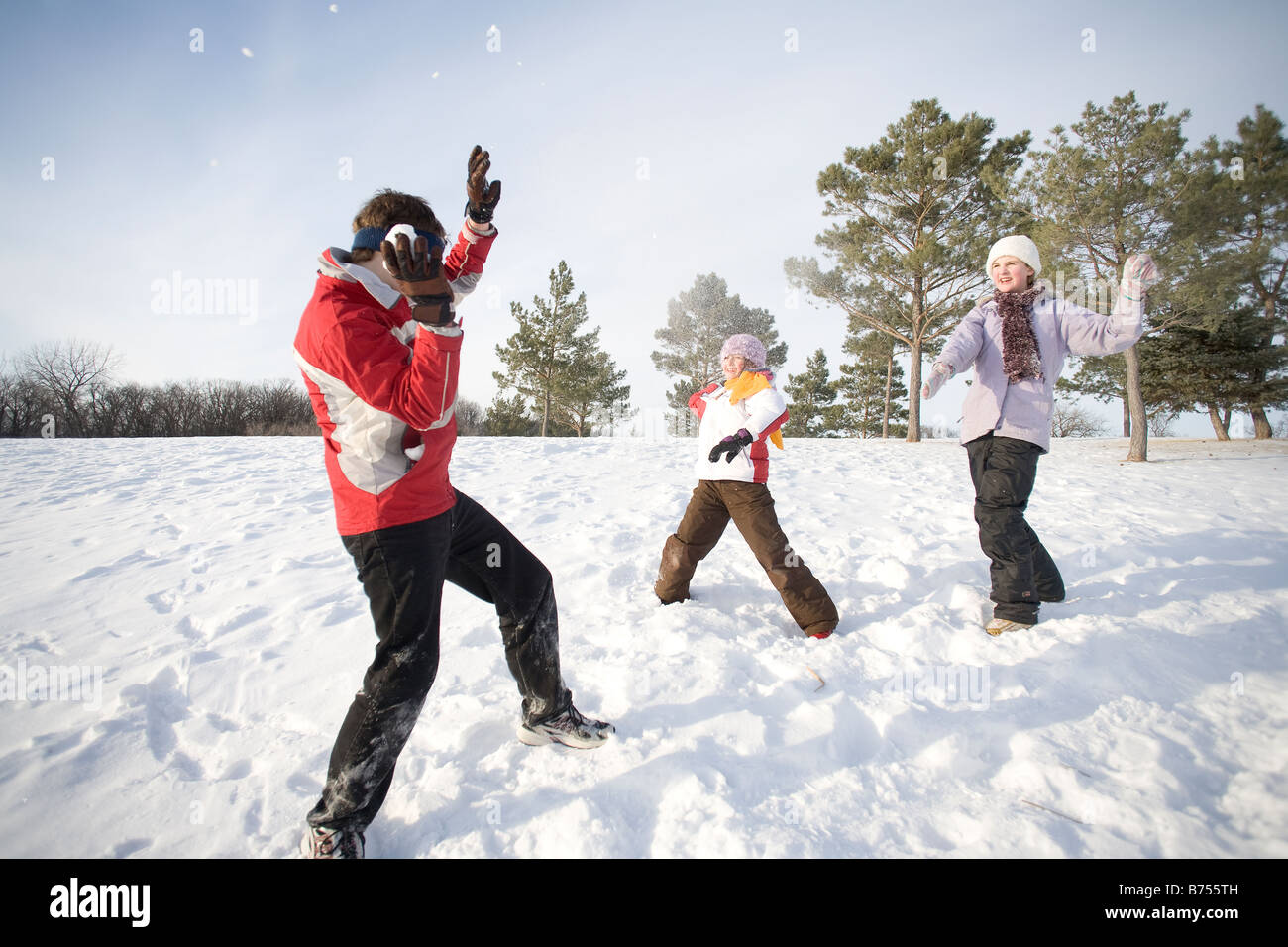 Canada snow fun boy girl hi-res stock photography and images - Alamy
