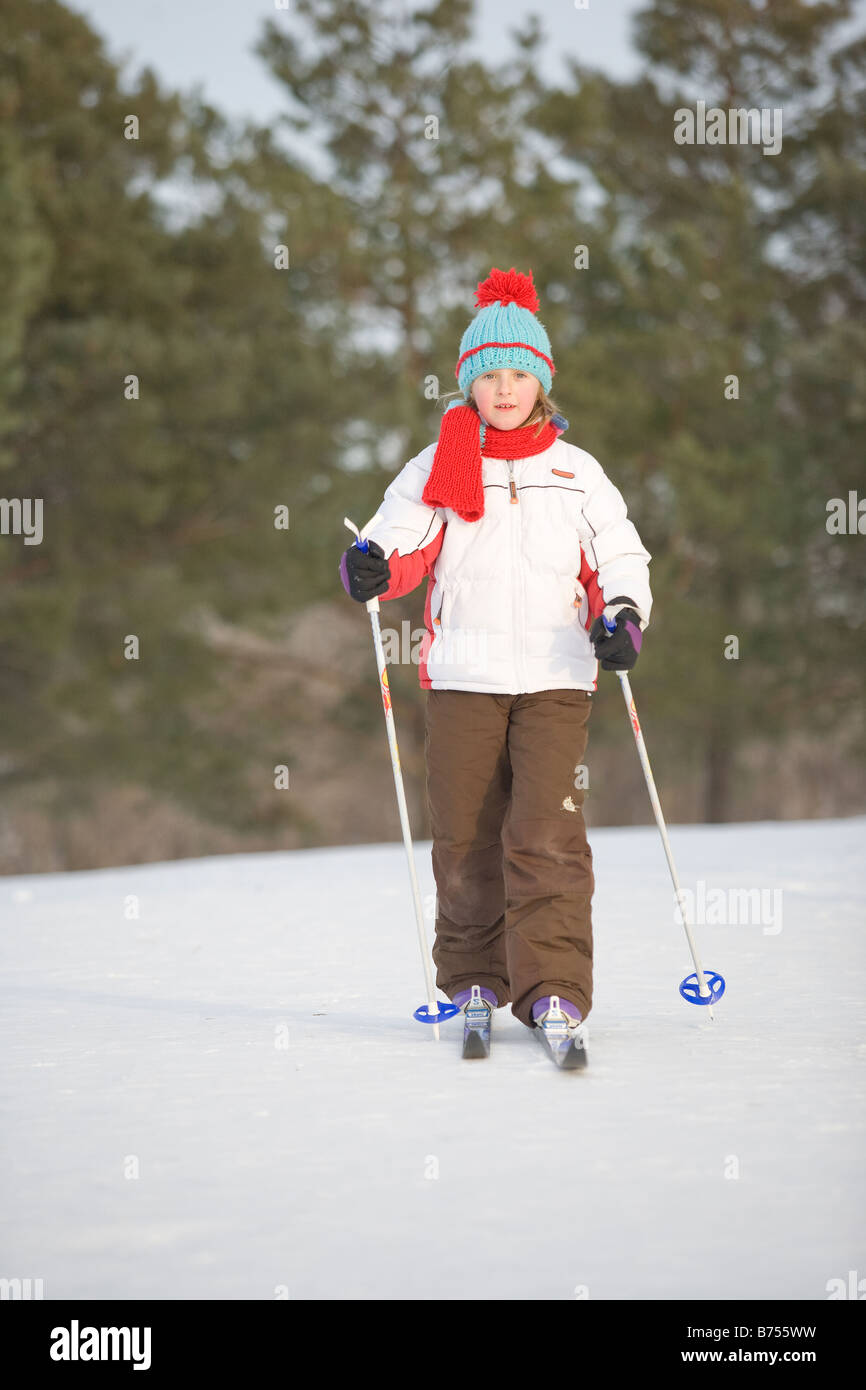 9 year old crosscountry skiing, Winnipeg, Canada Stock Photo Alamy