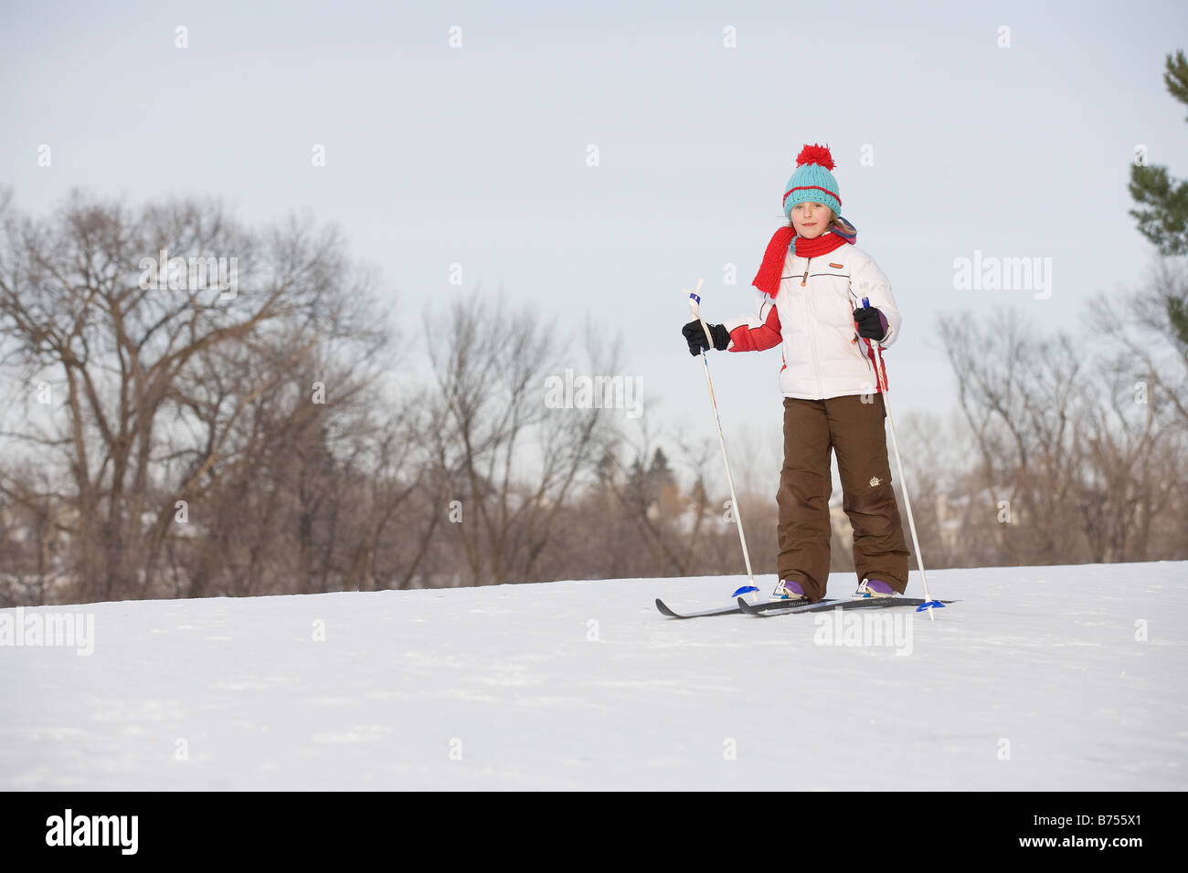 9 year old crosscountry skiing, Winnipeg, Canada Stock Photo Alamy