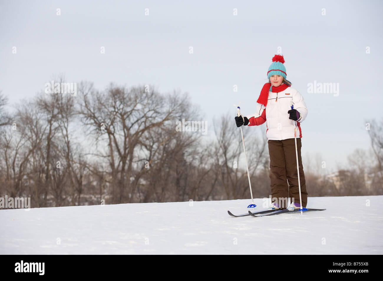 9 year old crosscountry skiing, Winnipeg, Canada Stock Photo Alamy