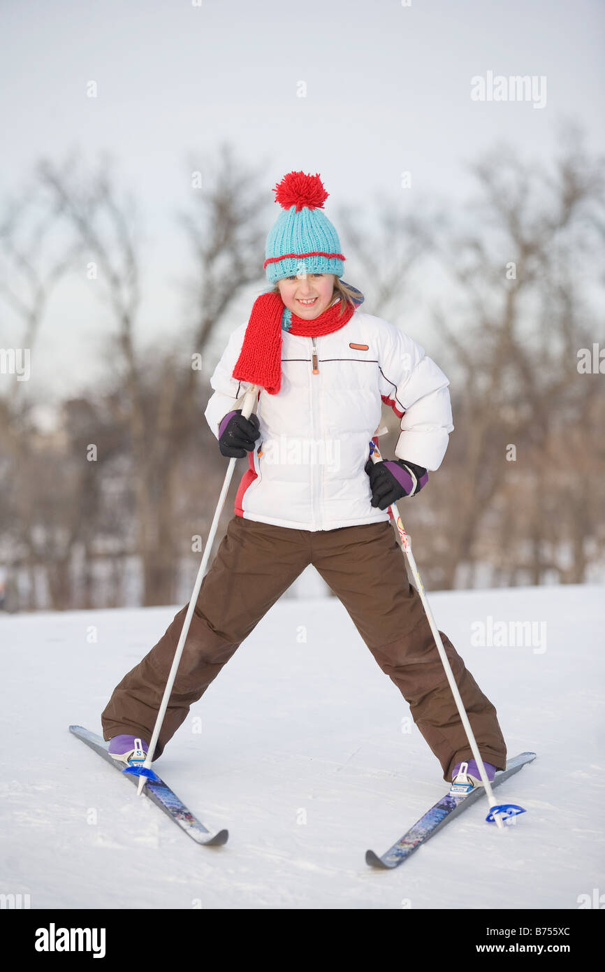 9 year old crosscountry skiing, Winnipeg, Canada Stock Photo Alamy